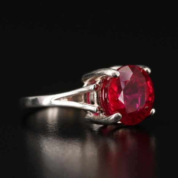HUGE Vintage Ruby Ring Solitaire 6.5 - Picture 7 of 8